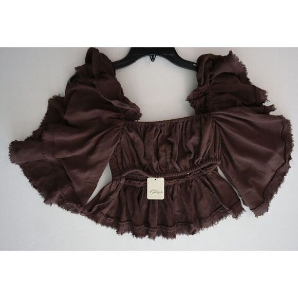 Free People OB1892831 Women Sz XS Coconut Shell Brown Make Waves Reversible Top - Picture 6 of 9